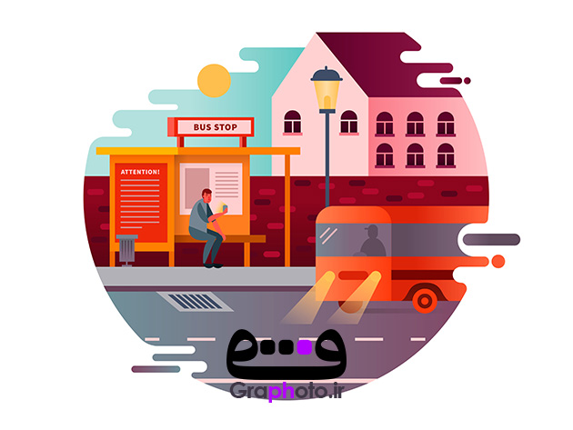 دانلود فلت وکتور ایستگاه اتوبوس