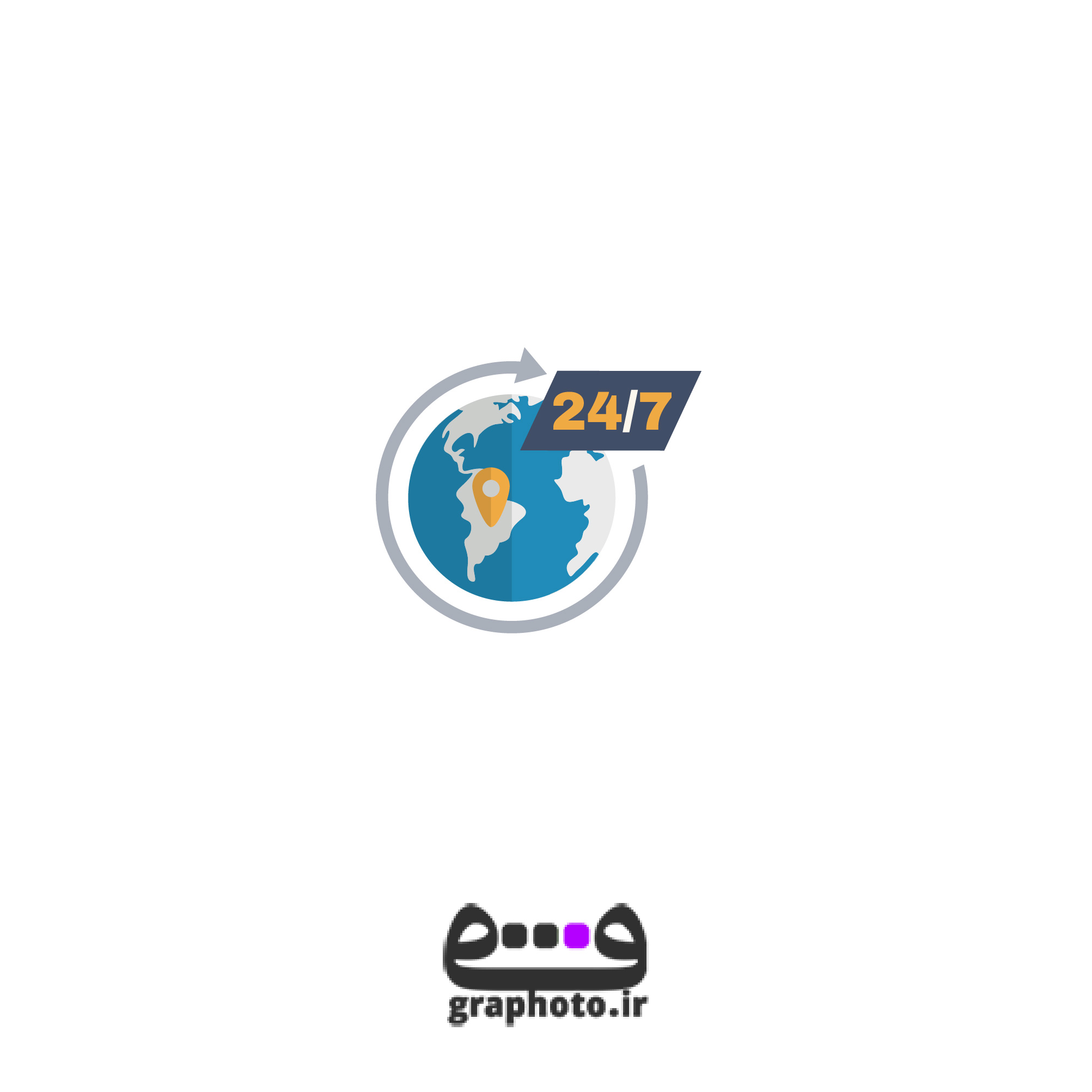 دانلود وکتور پشتیبانی 24 ساعته در سراسردنیا