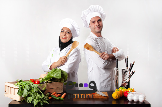 دانلود عکس تیم آشپزی خانم و آقا